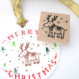 Christmas reindeer rubber stamp for your winter decoration!