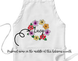 Personalized apron, Hibiscus wreath