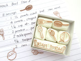 Cooking tool stamps, Hobonichi rubber stamps, Japanese rubber stamps, Cooking lover stamps