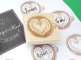 Coffee wedding latte art stamp, Japanese rubber stamp, Coffee rubber stamp