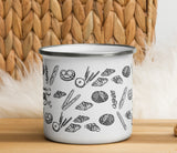 Bread lover mug, Camping enamel mug, Retro design, Bakery shop, Cafe mug gift idea
