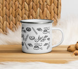 Bread lover mug, Camping enamel mug, Retro design, Bakery shop, Cafe mug gift idea