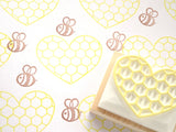 Honeycomb rubber stamp, Bee rubber stamps, Baby shower invitation, Heart honeycomb, Handmade rubber stamp