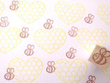 Honeycomb rubber stamp, Bee rubber stamps, Baby shower invitation, Heart honeycomb, Handmade rubber stamp