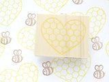 Honeycomb rubber stamp, Bee rubber stamps, Baby shower invitation, Heart honeycomb, Handmade rubber stamp