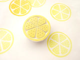 Lemon rubber stamp, Fresh sliced lemon, Yellow fruit decoration, Japanese rubber stamps