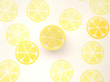 Lemon rubber stamp, Fresh sliced lemon, Yellow fruit decoration, Japanese rubber stamps