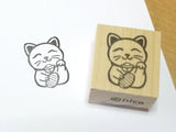 Manekineko cat, Japanese lucky cat rubber stamp, Cat rubber stamp, Japanese cat stamp, Japanese rubber stamps