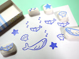Sea animals rubber stamps, Summer rubber stamps, Japanese rubber stamps, Aquarium rubber stamp, Kawaii stationery