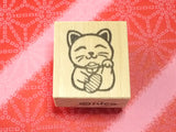Manekineko cat, Japanese lucky cat rubber stamp, Cat rubber stamp, Japanese cat stamp, Japanese rubber stamps