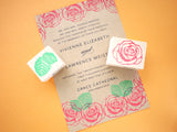 Rose rubber stamp, Flower wedding decoration, Real rose invitation, Japanese rubber stamps