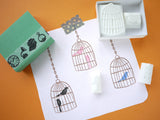 Antique birdcage rubber stamps set, Japanese rubber stamps