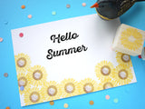 Sunflower invitation stamp, Summer card decoration, Wedding stamp