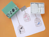 Antique birdcage rubber stamps set, Japanese rubber stamps