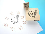 Tooth fairy card making stamp, Tooth with a tooth brush stamp