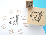 Tooth fairy card making stamp, Tooth with a tooth brush stamp