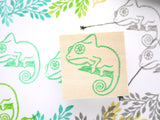 Chameleon rubber stamp, Lizard rubber stamp, Lizard lover stationery, Japanese rubber stamps