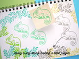 Chameleon rubber stamp, Lizard rubber stamp, Lizard lover stationery, Japanese rubber stamps