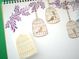 Antique birdcage rubber stamps set, Japanese rubber stamps