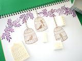 Antique birdcage rubber stamps set, Japanese rubber stamps