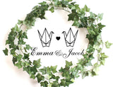 Origami cranes, Custom wedding stamp, Personalized stamp wedding, Wedding decoration, Origami crane stamp