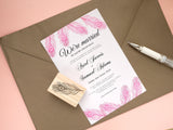 Peacock feather invitation stamp, Wedding rubber stamp, Wedding decoration stamp