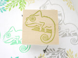 Chameleon rubber stamp, Lizard rubber stamp, Lizard lover stationery, Japanese rubber stamps
