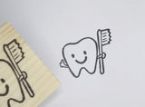Tooth fairy card making stamp, Tooth with a tooth brush stamp
