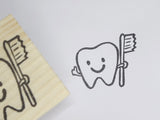 Tooth fairy card making stamp, Tooth with a tooth brush stamp