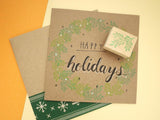 Leaf rubber stamp, Wreath decoration stamp, Christmas wreath, Handmade card decoration, Japanese rubber stamps