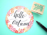Leaf rubber stamp, Wreath decoration stamp, Christmas wreath, Handmade card decoration, Japanese rubber stamps