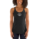 Women's black tank lotus