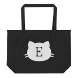 Cat tote bag, Initial tote bag, Cat initial tote