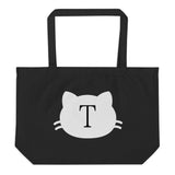 Cat tote bag, Initial tote bag, Cat initial tote
