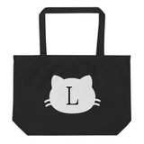 Cat tote bag, Initial tote bag, Cat initial tote