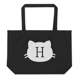Cat tote bag, Initial tote bag, Cat initial tote