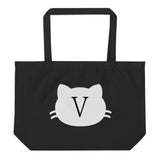 Cat tote bag, Initial tote bag, Cat initial tote