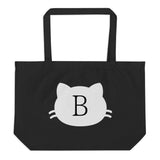 Cat tote bag, Initial tote bag, Cat initial tote