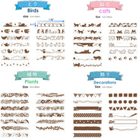 Rotation stamps, Cat rubber stamp, Birds stamp, Kawaii stationery