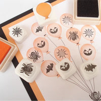 Halloween balloons rubber stamps, Unique rubber stamp, Autumn greeting, Japanese rubber stamps