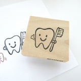 Tooth fairy card making stamp, Tooth with a tooth brush stamp
