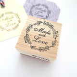 Made with Love Wreath Stamp | Wedding & Gift Tag Rubber Stamp