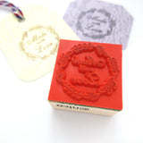Made with Love Wreath Stamp | Wedding & Gift Tag Rubber Stamp