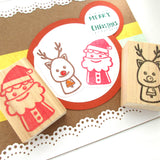 Christmas decoration Santa and reindeer stamps set of 2