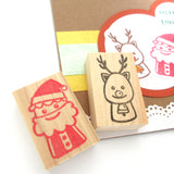 Christmas decoration Santa and reindeer stamps set of 2