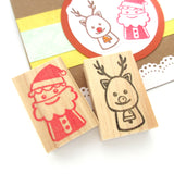 Christmas decoration Santa and reindeer stamps set of 2