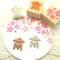 Cherry blossom and stone lantern rubber stamps