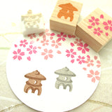 Cherry blossom and stone lantern rubber stamps