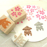 Cherry blossom and stone lantern rubber stamps