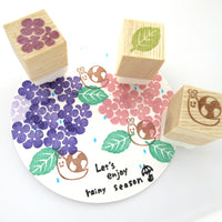 Hydrangea rainy season rubber stamps kit